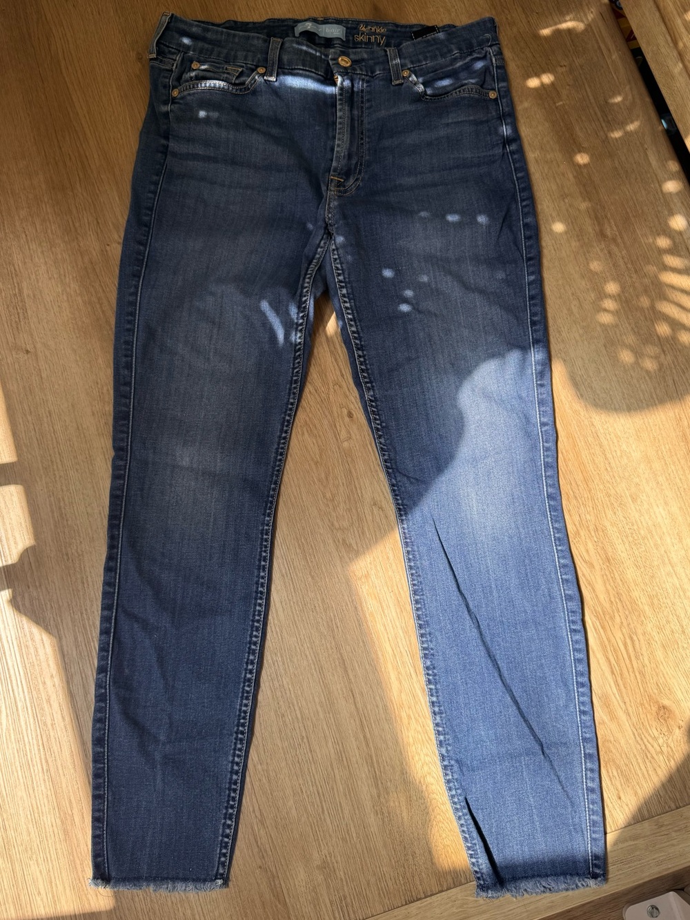 7  for all mankind b(air) stretch jeans the ankle skinny stretch frayed hem sz31